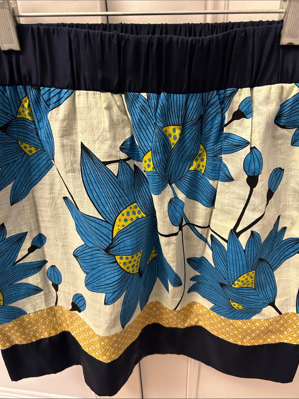 Hype Blue Floral Mini Skirt with Yellow Border - Picture 2 of 8